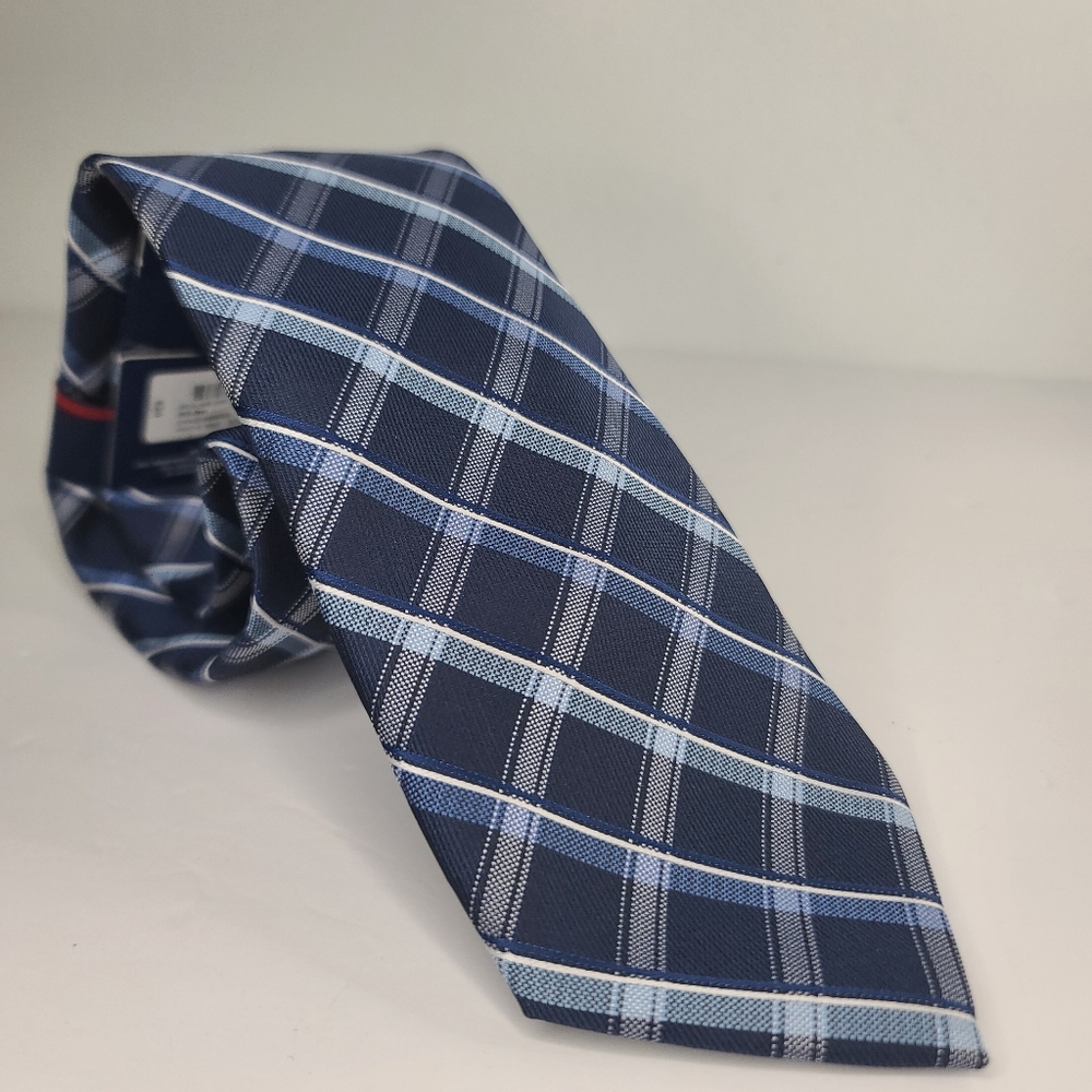 STAFFORD Blue Plaid Neck Tie.